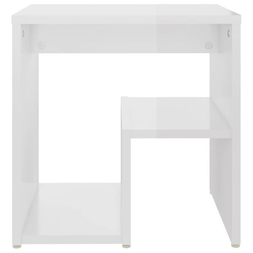 Cabinet De Lit Avec Étagère Haut Brillant Blanc 40x30x40 Cm Bois Composé