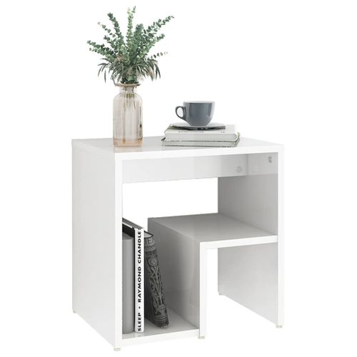 Cabinet De Lit Avec Étagère Haut Brillant Blanc 40x30x40 Cm Bois Composé