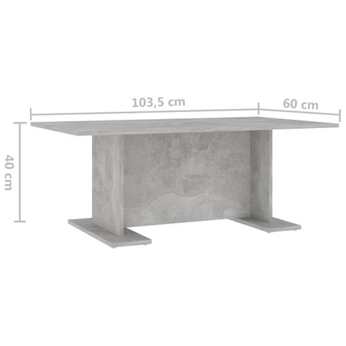 Table Basse Gris Béton 103,5x60x40 Cm Bois Contreplaqué