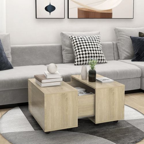 Table Basse Chêne Sonoma 60x60x38 Cm Bois Contreplaqué