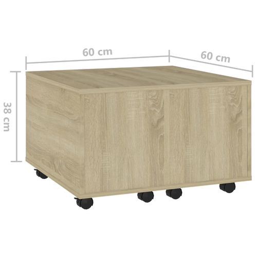 Table Basse Chêne Sonoma 60x60x38 Cm Bois Contreplaqué