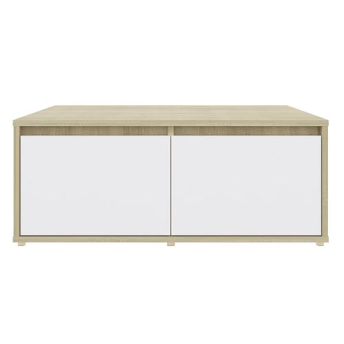 Table Basse Blanc Et Chêne Sonoma 80x80x31 Cm Aggloméré