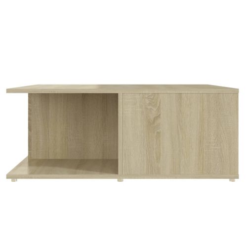 Table Basse Blanc Et Chêne Sonoma 80x80x31 Cm Aggloméré