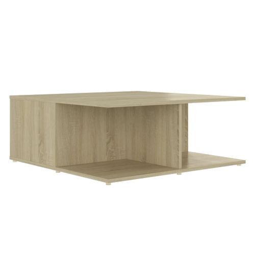Table Basse Blanc Et Chêne Sonoma 80x80x31 Cm Aggloméré