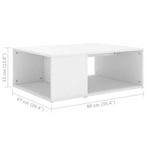 Table Basse Blanc 90x67x33 Cm Bois Contreplaqué