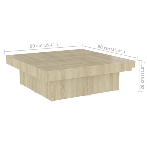 Table Basse Chêne Sonoma 90x90x28 Cm Bois Contreplaqué