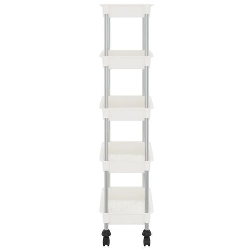 Chariot De Cuisine 5 Niveaux Blanc 42x29x128 Cm Fer Et Abs