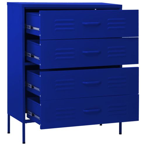 Commode Bleu Marine 80x35x101,5 Cm Acier