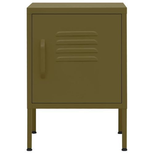 Table De Chevet Vert Olive 35x35x51 Cm Acier