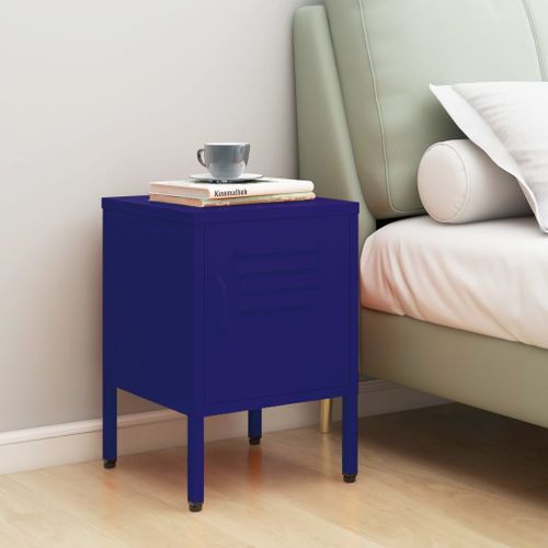 Table De Chevet Bleu Marine 35x35x51 Cm Acier
