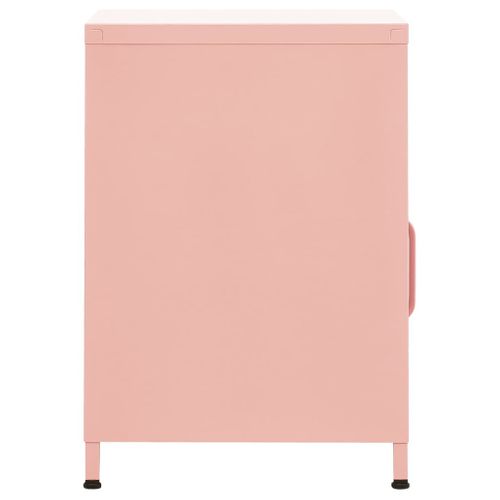 Table De Chevet Rose 35x35x51 Cm Acier