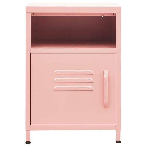 Table De Chevet Rose 35x35x51 Cm Acier