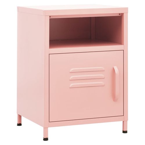 Table De Chevet Rose 35x35x51 Cm Acier
