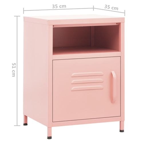 Table De Chevet Rose 35x35x51 Cm Acier