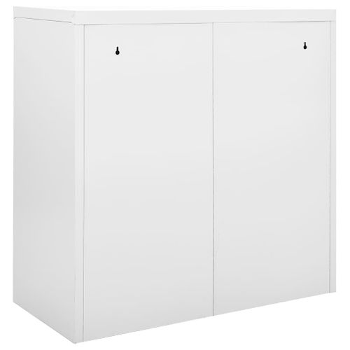 Armoire à Portes Coulissantes Acier Gris 90x40x90 Cm 2 Étagères Réglables Verrou