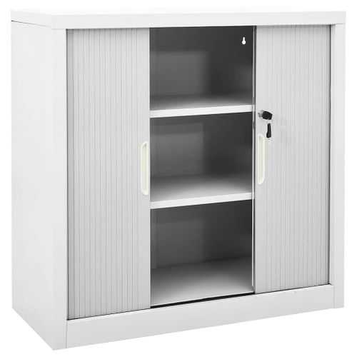 Armoire à Portes Coulissantes Acier Gris 90x40x90 Cm 2 Étagères Réglables Verrou
