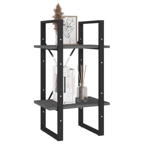 Bibliothèque à 2 Niveaux Gris 40x30x70 Cm Bois De Pin Massif