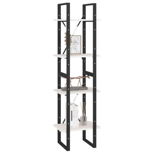 Bibliothèque à 4 Niveaux Blanc 40x30x140 Cm Bois De Pin Massif