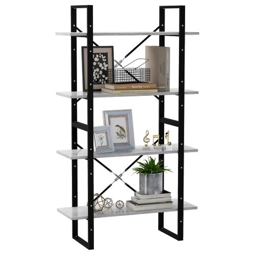 Bibliothèque à 4 Niveaux Gris Béton 80x30x140 Cm Aggloméré