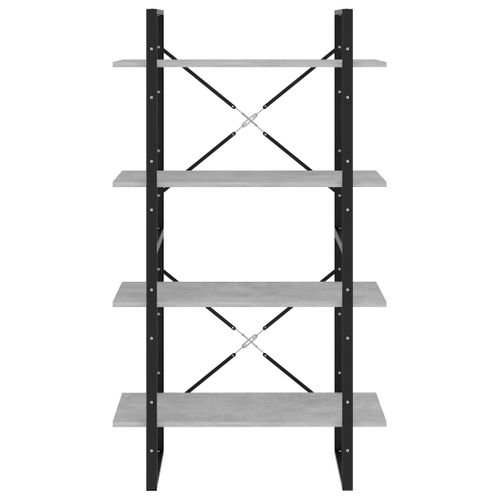 Bibliothèque à 4 Niveaux Gris Béton 80x30x140 Cm Aggloméré