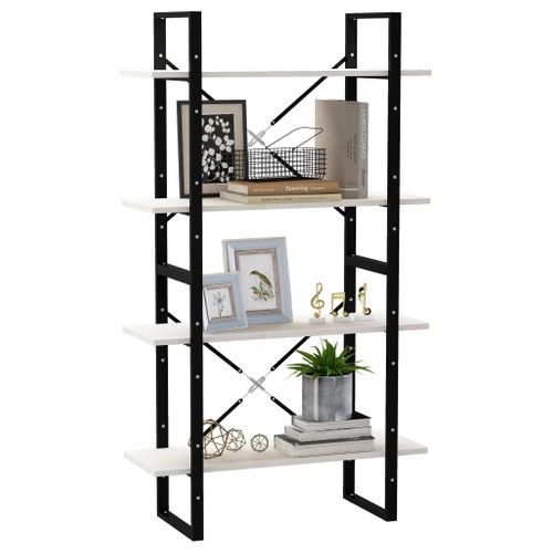 Bibliothèque à 4 Niveaux Blanc 80x30x140 Cm Bois De Pin Massif