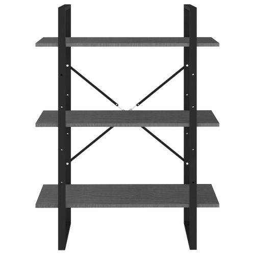 Bibliothèque à 3 Niveaux Gris 80x30x105 Cm Bois De Pin Massif