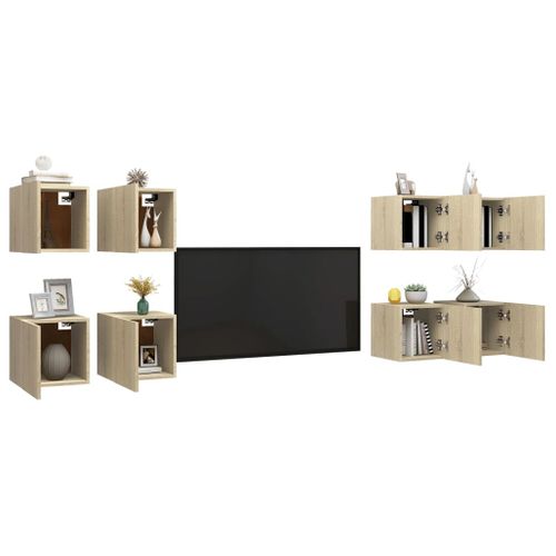 Meubles TV Muraux 8 Pièces Chêne Sonoma 30,5x30x30 Cm