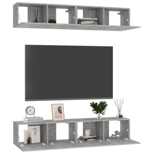 Meubles TV 4 Pièces Gris Béton 80x30x30 Cm Aggloméré