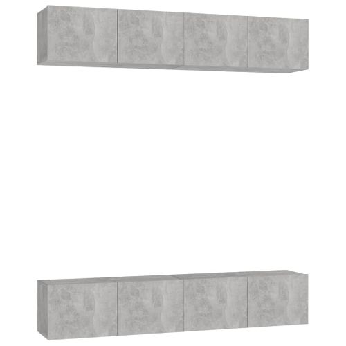 Meubles TV 4 Pièces Gris Béton 80x30x30 Cm Aggloméré
