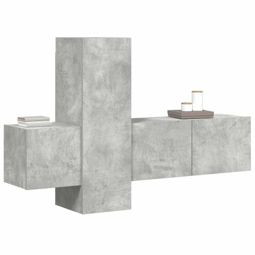 Ensemble De Meubles TV 3 Pièces Gris Béton Aggloméré