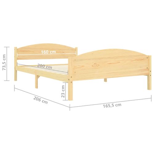 Cadre De Lit Sans Matelas Bois Massif De Pin 160x200 Cm