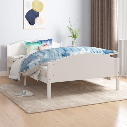 Cadre De Lit Sans Matelas Blanc Bois De Pin Massif 140x200 Cm