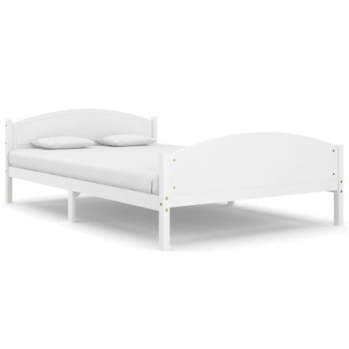 Cadre De Lit Sans Matelas Blanc Bois De Pin Massif 140x200 Cm