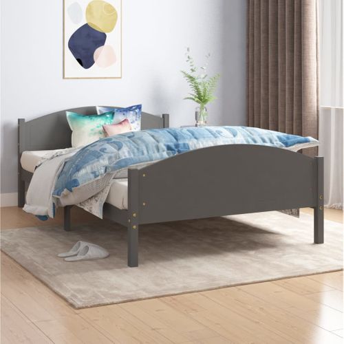 Cadre De Lit Sans Matelas Gris Foncé Pin Massif 120x200 Cm