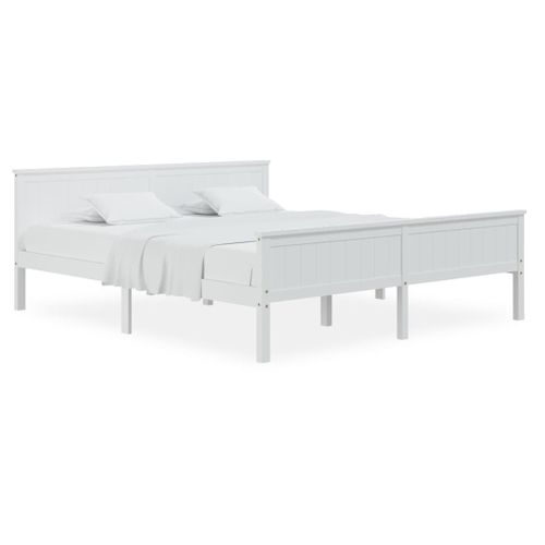 Cadre De Lit Sans Matelas Blanc Bois Massif De Pin 200x200 Cm