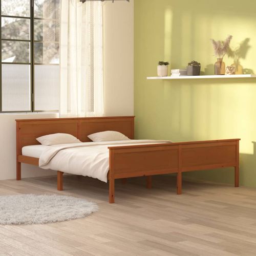 Cadre De Lit Sans Matelas Marron Miel Bois Massif Pin 180x200cm