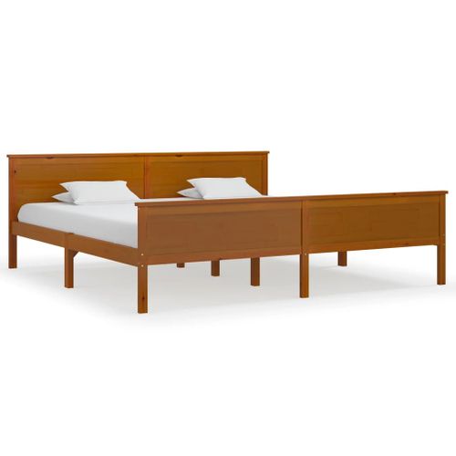 Cadre De Lit Sans Matelas Marron Miel Bois Pin Massif 200x200cm