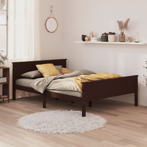 Cadre De Lit Sans Matelas Marron Foncé Pin Massif 120x200 Cm