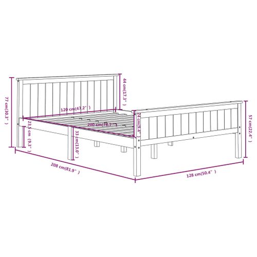 Cadre De Lit Sans Matelas Marron Foncé Pin Massif 120x200 Cm