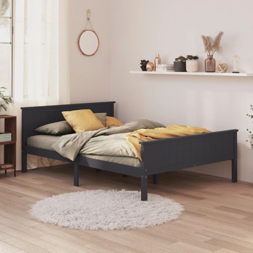 Cadre De Lit Sans Matelas Bois Massif De Pin Gris 160x200 Cm