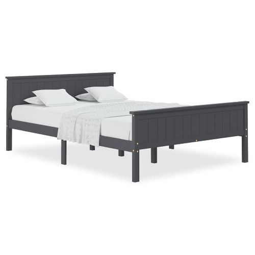 Cadre De Lit Sans Matelas Bois Massif De Pin Gris 160x200 Cm