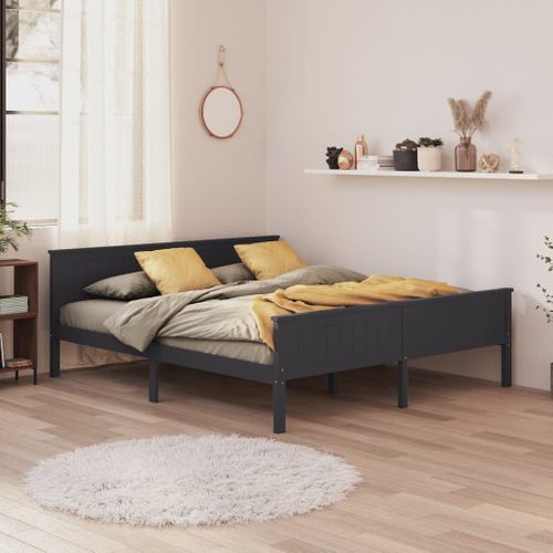 Cadre De Lit Sans Matelas Bois Massif De Pin Gris 200x200 Cm