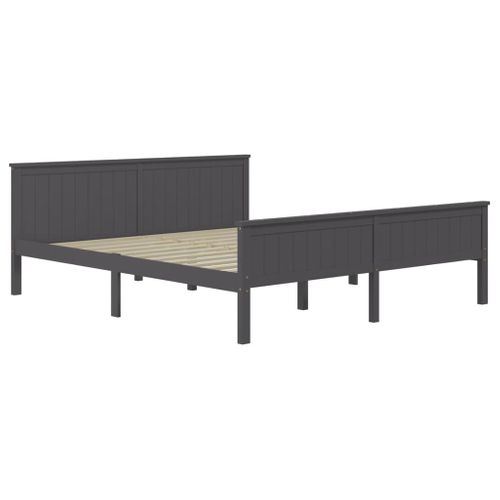 Cadre De Lit Sans Matelas Bois Massif De Pin Gris 200x200 Cm