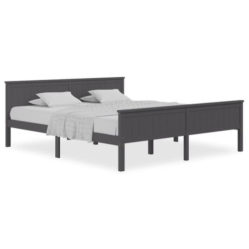 Cadre De Lit Sans Matelas Bois Massif De Pin Gris 200x200 Cm