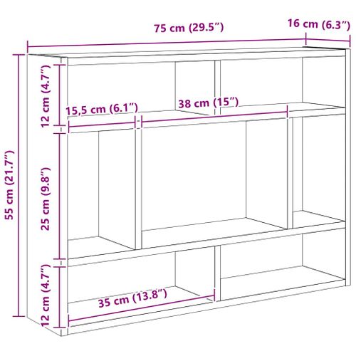Étagère Murale Noir 75x16x55 Cm Bois Contreplaqué