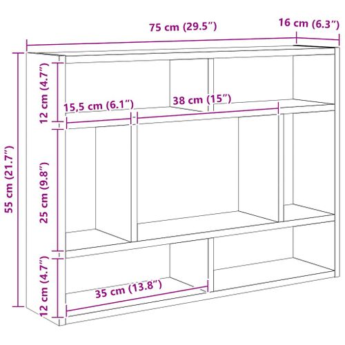 Étagère Murale Gris Béton 75x16x55 Cm Bois Contreplaqué