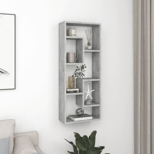 Étagère Murale Gris Béton 36x16x90 Cm Bois Contreplaqué