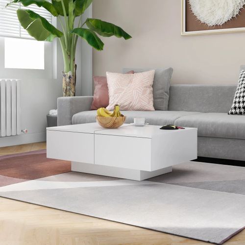 Table Basse Blanc 90x60x31 Cm Aggloméré