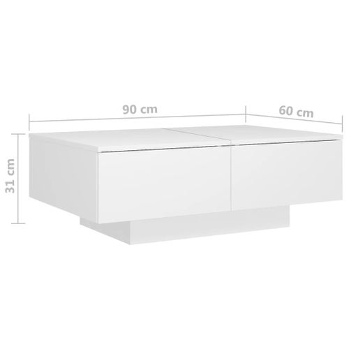 Table Basse Blanc 90x60x31 Cm Aggloméré