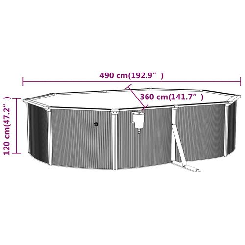 Piscine Ovale Avec Parois En Acier 490x360x120 Cm Blanc
